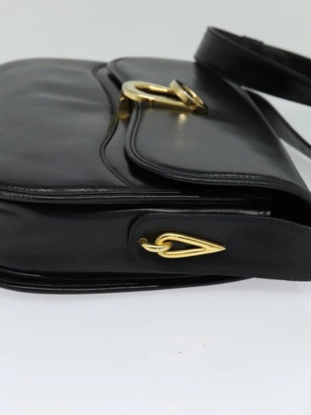 GUCCI Shoulder Bag Leather Black Gold Auth ep8582 - Picture 4 of 16